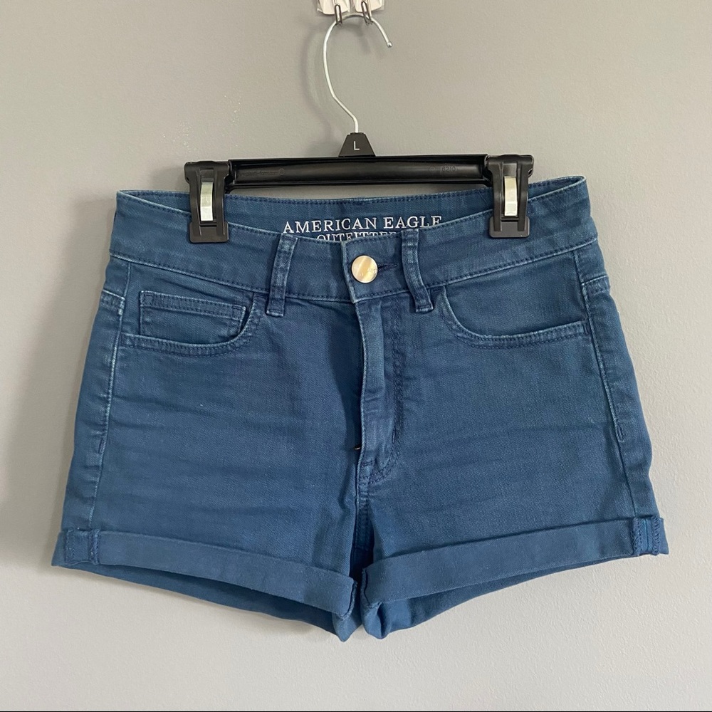 American Eagle Outfitters Mid-rise Blue Denim Jean Shorts